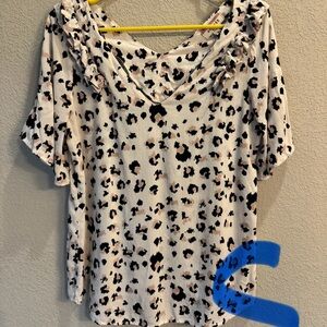 Cream Ruffled Dolman Sleeve Blouse